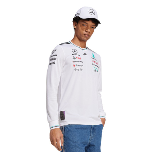 Mercedes-AMG 2025 White Authentic Long Sleeve Driver T-Shirt