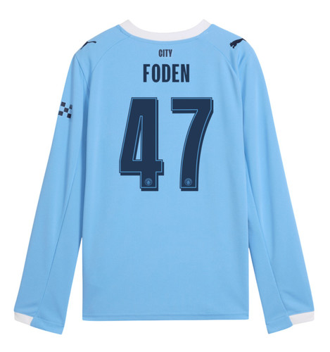 FODEN #47 Manchester City 25/26 Men's Home Long Sleeve Shirt - City Font