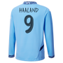 HAALAND #9 Manchester City 24/25 Men's Home Long Sleeve Shirt - Man City Font