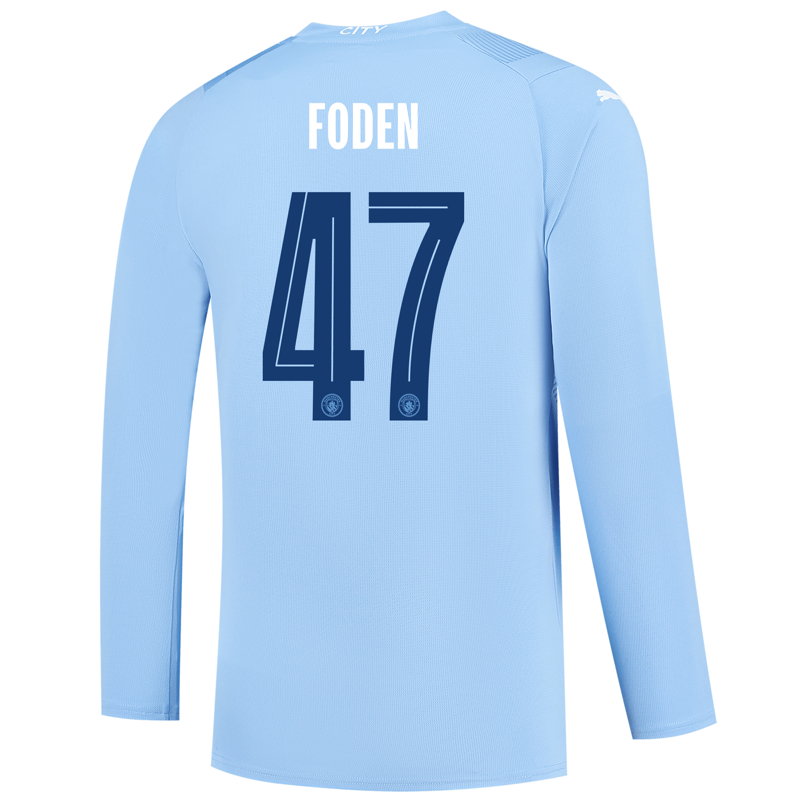 FODEN #47 Manchester City 23/24 Men's Home Long Sleeve Shirt - Man City Font