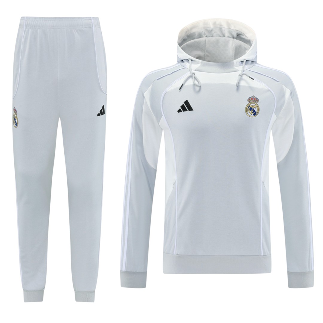 Real Madrid 25/26 Men's Gray Hoodie Tracksuit