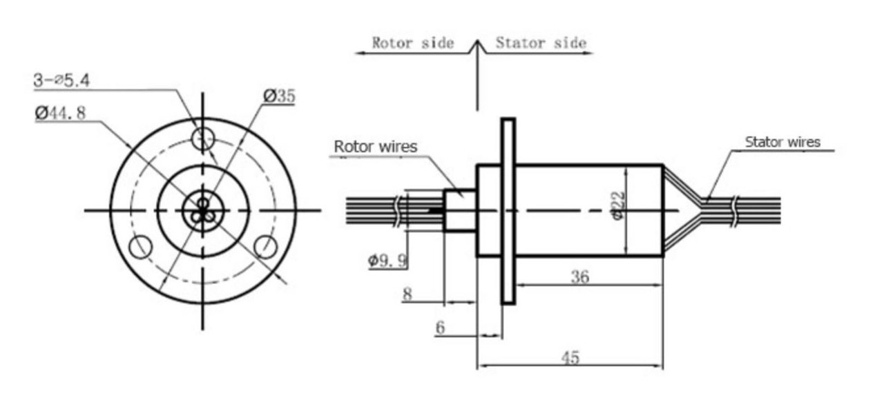 HEAVY 2 PHASE WIND TURBINE GENERATOR SLIP RING 30 AMP PER CONDUCTOR / WIRE