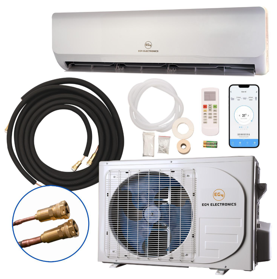 EG4 EG4MISP12K 1 Ton 12,000 BTU Mini Split AC Heat Pump Plug‑N‑Cool SEER2 28.5