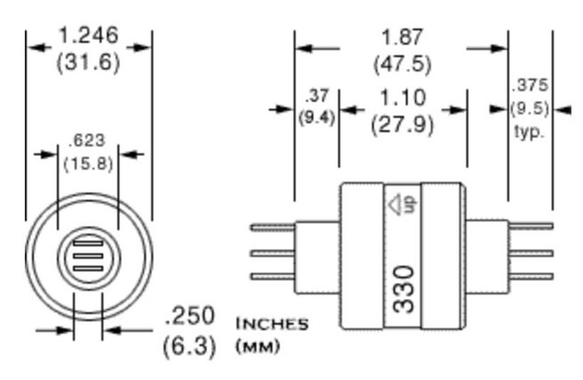 Mercotac 330 Brushless Slip Ring 3‑Circuit 30A Rotary Electrical Connector