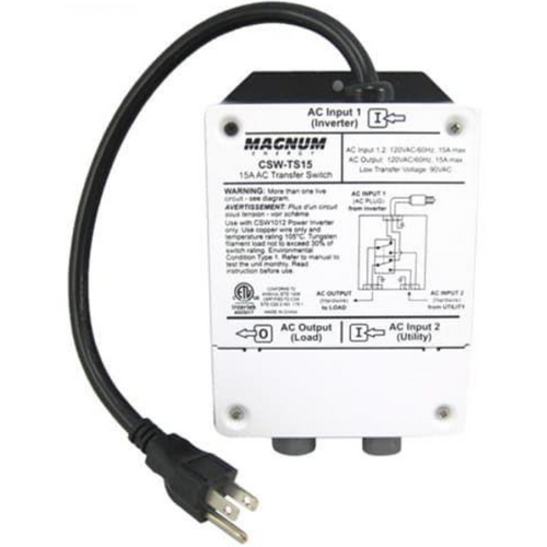 Magnum Energy CSW‑TS15 15A Transfer Switch for CSW Inverters – Automatic AC Source Switching