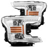 AlphaRex 880175 - 18-20 Ford F-150 LUXX LED Proj Headlights Plank Style Chrome w/Activ Light/DRL