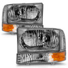 Anzo 111081 - 2000-2004 Ford Excursion Crystal Headlights Chrome w/ Corner Lights 2pc