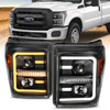 Anzo 111406 - 2011-2016 Ford F250 Projector Headlights w/ Plank Style Switchback Black w/ Amber