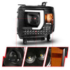 Anzo 111450 - 2014-2015 Gmc Sierra 1500HD Projector Plank Style Headlight Black W/ Drl