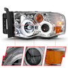 Anzo 111491 - 2002-2005 Dodge Ram 1500 Projector Headlights w/ Halo Chrome Clear Amber