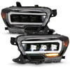 Anzo 111496 - 2016-2018 Toyota Tacoma LED Projector Headlights Plank Style Black w/ Amber