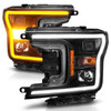 Anzo 111509 - 2018-2020 Ford F-150 Projector Headlight w/ Plank Style Switchback Black Housing