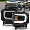 Anzo 111513 - 2014-2015 GMC Sierra 1500 Projector Headlights w/ Light Bar Black Housing (Halogen Type)