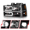 Anzo 111528 - 88-98 Chevrolet C1500 Crystal Headlights w/ Light Bar Black Housing w/ Signal Side Markers 8Pcs