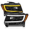 Anzo 111568 - 11-13 Jeep Grand Cherokee (Factory Halogen Only) Projector Headlights w/Light Bar Swtchbk Black