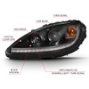 Anzo 121553 - 2005-2013 Chevy Corvette Projector Plank Style Switchback H.L. Black Amber