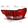 Anzo 311442 - 11-13 Jeep Grand Cherokee LED Taillights w/ Lightbar Chrome Housing Red/Clear Lens 4pcs