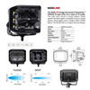 Go Rhino 750700321FCS - Xplor Blackout Series Cube LED Sideline Flood Light Kit (Surface Mount) 4x3 - Blk (Pair)