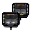 Go Rhino 750700322FCS - Xplor Blackout Combo Series Cube Sideline LED Flood Lights w/Amber 4x3 - Blk (Pair)