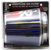 K&N RG-1001BL - Universal Air Filter Chrome Round Tapered Blue - 4in Flange ID x 1.125in Flange Length x 5.5in H
