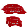 MGP 12001SDAYRD - 4 Caliper Covers Engraved Front & Rear Daytona Red finish silver ch