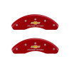 MGP 14208FBRCRD - Front set 2 Caliper Covers Engraved Front Chevy racing Red finish silver ch