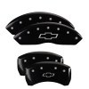 MGP 14235SBOWBK - 4 Caliper Covers Engraved Front & Rear Bowtie Black finish silver ch