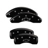 MGP 14246SBOWBK - 4 Caliper Covers Engraved Front & Rear Bowtie Black Finish Silver Char 2019 Chevrolet Bolt EV