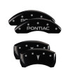 MGP 18025SPONBK - 4 Caliper Covers Engraved Front Pontiac Engraved Rear Arrow Black finish silver ch