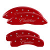 MGP 35015SCADRD - 4 Caliper Covers Engraved Front & Rear Cursive/Cadillac Red finish silver ch