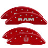 MGP 55002SRMHRD - 4 Caliper Covers Engraved Front RAM Engraved Rear RAMHEAD Red finish silver ch