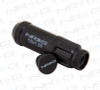 NRG LN-LS710BK-21 - 700 Series M12 X 1.25 Steel Lug Nut w/Dust Cap Cover Set 21 Pc w/Locks & Lock Socket - Black