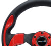 NRG RST-001RD - Reinforced Steering Wheel (320mm) Blk w/Red Trim & 5mm 3-Spoke