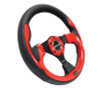 NRG RST-001RD - Reinforced Steering Wheel (320mm) Blk w/Red Trim & 5mm 3-Spoke