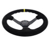 NRG RST-036MB-S-Y - Reinforced Steering Wheel (350mm / 3in. Deep) Blk Suede/X-Stitch w/5mm Blk Spoke & Yellow CM