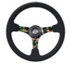 NRG RST-036TROP-S - Reinforced Steering Wheel (350mm / 3in. Deep) Black Suede w/ 5mm Floral 3-Spoke Center