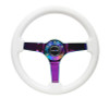 NRG RST-036WT-MC - Reinforced Steering Wheel (350mm / 3in. Deep) Classic White w/4mm Neochrome Solid 3-Spoke