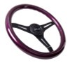 NRG ST-015BK-PP - Classic Wood Grain Steering Wheel (350mm) Purple Pearl/Flake Paint w/Black 3-Spoke Center