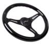NRG ST-015BK-BK - Classic Wood Grain Steering Wheel (350mm) Black Paint Grip w/Black 3-Spoke Center
