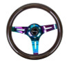 NRG ST-310BK-MC - Classic Wood Grain Steering Wheel (310mm) Black w/Neochrome 3-Spoke Center