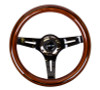 NRG ST-310BRB-BK - Classic Wood Grain Steering Wheel (310mm) Dark Wood & Black Line Inlay w/Blk Chrome 3-Spoke Ctr