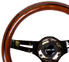NRG ST-310BRB-BK - Classic Wood Grain Steering Wheel (310mm) Dark Wood & Black Line Inlay w/Blk Chrome 3-Spoke Ctr