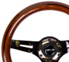 NRG ST-310BRB-BK - Classic Wood Grain Steering Wheel (310mm) Dark Wood & Black Line Inlay w/Blk Chrome 3-Spoke Ctr