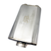 Stainless Bros 616-07623-2220 - 17in OAL 3in Thin Oval SS304 Polished Finish Muffler 3in Center In/2.5in Dual Out