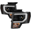 Spyder 5086204 - 09-14 Ford F-150 Projector Headlights - Halogen Model Light Bar - Blk PRO-YD-FF15009-SBLB-BK