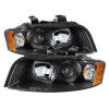 Spyder 9025938 - Xtune Audi A4 02-05 Halogen Only Crystal Headlights Black HD-JH-AA402-AM-BK