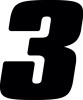 Hardline DD53B-3 - Dirt Digits 3pk 5.5 in. - High Gloss Number 3 - Black