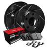 R1 Concepts WCUH1-48054 - Black Slotted Rotors with 5000 Oep Brake Pads & Hdw
