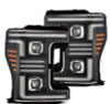 AlphaRex 880321 - 17-19 Ford F-250/350/450/550  Super Duty PRO-Series Proj Headlights Black w/SeqSig & DRL