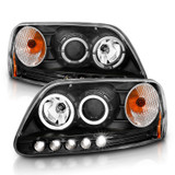 Anzo 111031 - 1997.5-2003 Ford F-150 Projector Headlights w/ Halo and LED Black 1pc